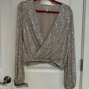 Silver Sequin Women's Top